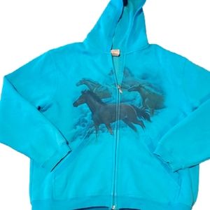 Blue horse hoodie small